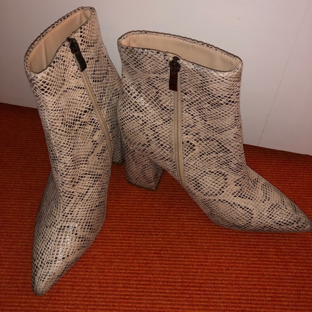 Snake skin ankle boots